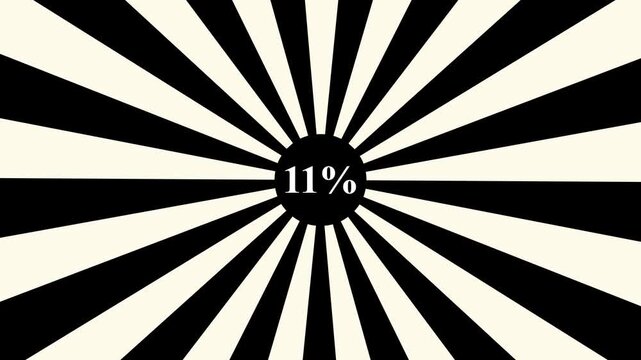 Comic retro background. Sunburst, radial, sunlight, 11%,SALE ,circus, stripe background rotation Fantastic tunnel, .Abstract tunnel .Wallpaper with black and white shapes.4k animation motion