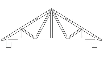 Detailed Outline Drawing of a Common Roof Truss Structure on Isolated White Background © Sastro