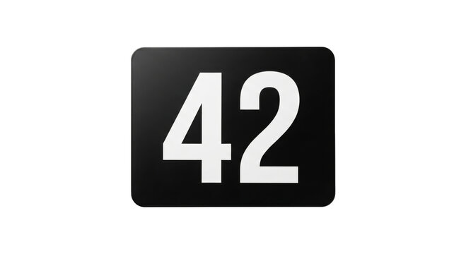 Black rectangular sign with the number 42 in white text