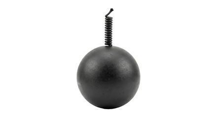 Heavy black wrecking ball with coiled spring and rope on white background © Sapphire
