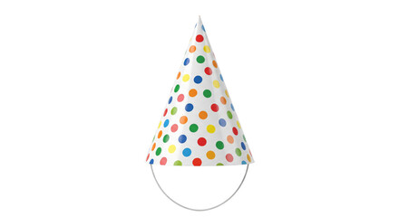 Fototapeta premium Festive polka dot party hat with elastic chin strap for celebrations