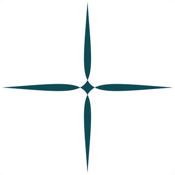 Elegant thin four-pointed star vector shape