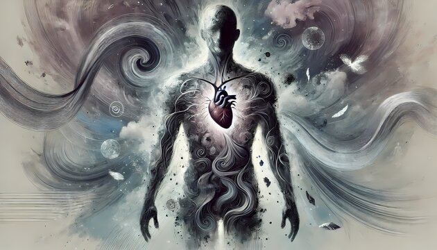 Emotional Trauma and Psychological Pain Concept, Human Mind, Mental Health, PTSD, Emotional Wounds and Healing Illustration