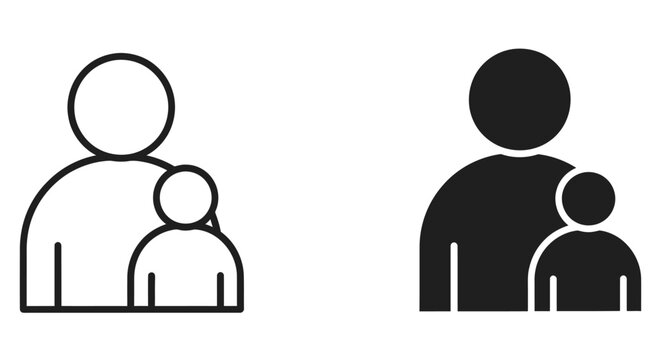 Family icon with adult and child figures standing together