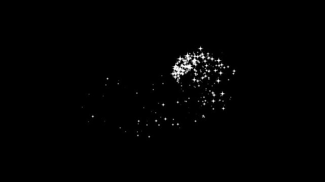 Valentine heart glitter line animation with sparkling star trail, glowing magic dust, white glitter particles,  blinking shine stars, luxury sparkle transition , black background.4k