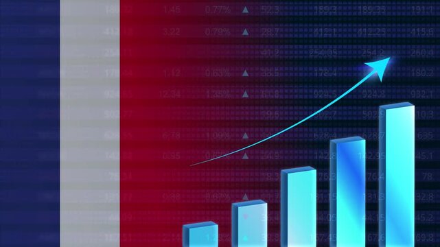 France economy growth concept background.French stock exchange.France flag with stock market graph and bar