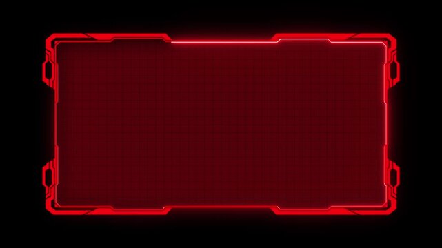 Futuristic Rectangle HUD Frame with Neon Glow &ndash; Sci-Fi Interface Background. HUD graphics around the edges for use in movies, games and animation. 4K animation.