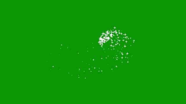 Valentine heart glitter line animation with sparkling star trail, glowing magic dust, white glitter particles,  blinking shine stars, luxury sparkle transition , green background.4k