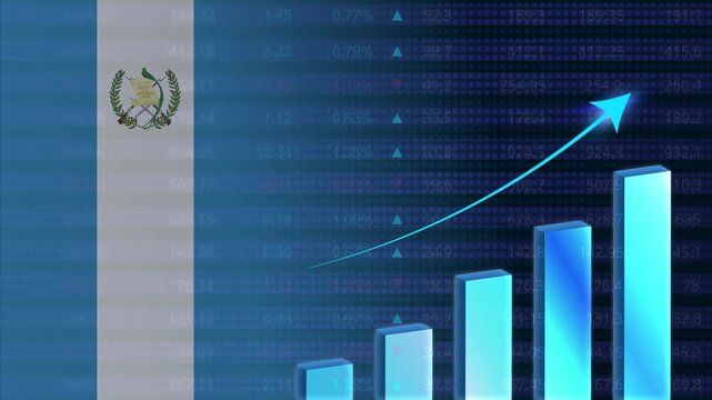 Guatemala economy growth concept background.Guatemalan stock exchange.Guatemala flag with stock market graph and bar