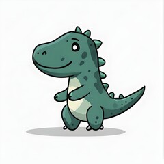 Fototapeta premium Simple cartoon dinosaur with a white background, abstract illustration, AI generated