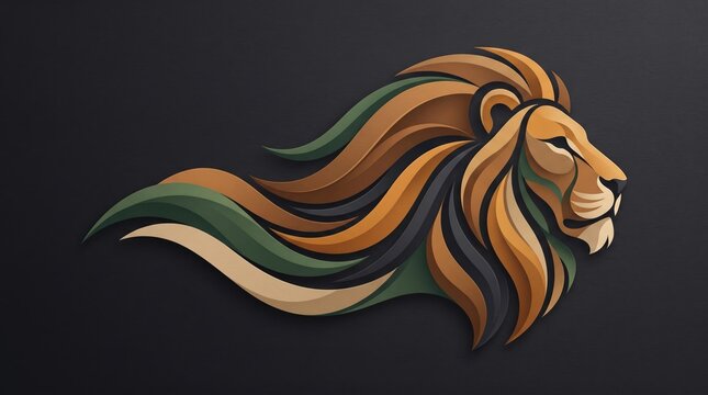 World Lion Day abstract background 2026 Majestic lion with flowing mane in profile against dark background