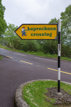 Leprechaun Crossing Road Sign in Killarney National Park Ireland