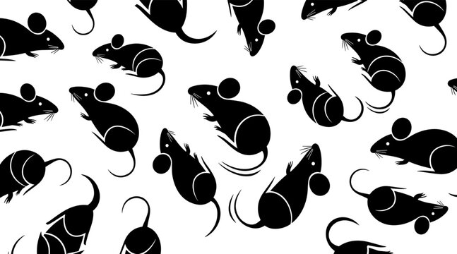Stylized mice arranged in repeating pattern on white surface, no seamless