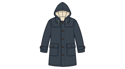 Dark hooded parka winter coat icon. © enla99