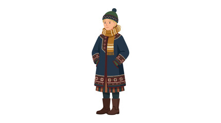 Person in traditional Sami reindeer herder winter clothing. © enla99