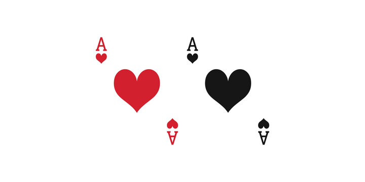 Playing cards ace of hearts symbols on transparent background