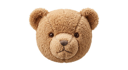 Close-up of a fluffy brown teddy bear face with stitched details and dark button eyes © Sapphire