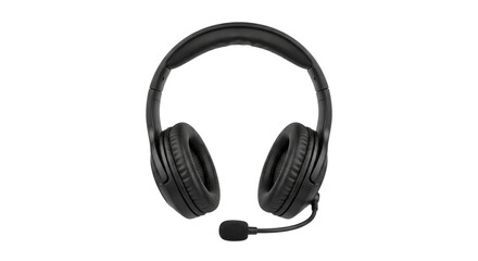 Fototapeta premium Modern black over-ear headphones with a flexible microphone boom for clear communication
