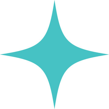 Teal four-pointed star shape with curved edges on white background