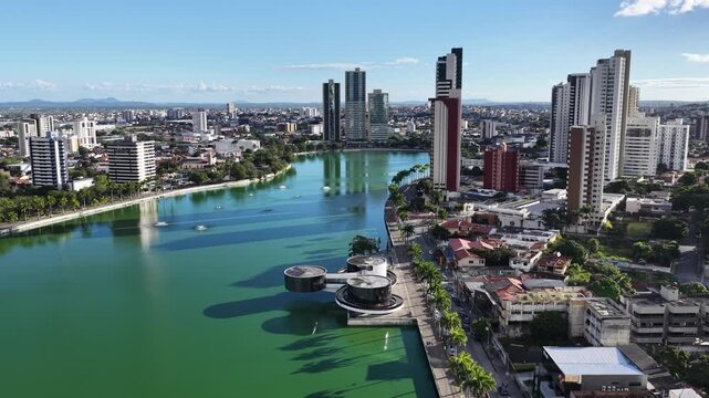 Campina Grande Skyline In Campina Grande Paraiba Brazil. Bird Eye View Of Stunning Iconic Recreational Park Of The City. Downtown Cityscape. District Skyline. Campina Grande Paraiba.
