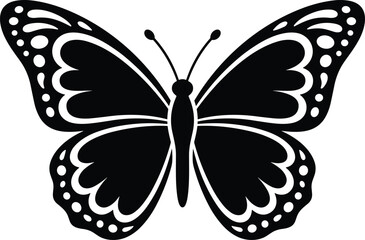 Black butterfly silhouette with white details © Ruma