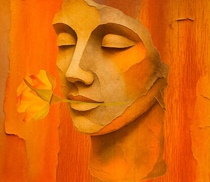 Frau mit Rose