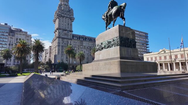 Artigas Mausoleum In Montevideo Maldonado Uruguay. Aerial Landscape Of Famous Statue In A Natural Scenery. District Skyline. Cities Of The World Landscape. Montevideo Maldonado.