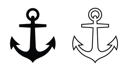 Two Black And White Anchor Illustrations Nautical Maritime Symbols © MDKHALILULUR