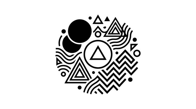 Geometric shapes in a circular pattern.