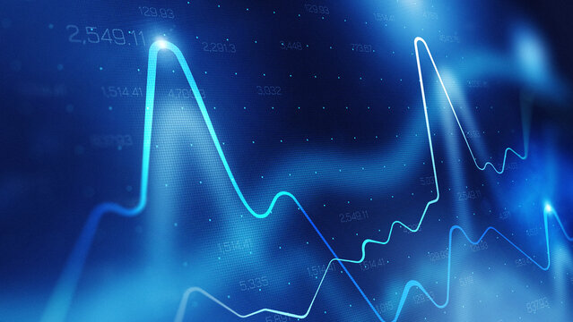 Stock exchange trading chart shows market trends and price movements over time