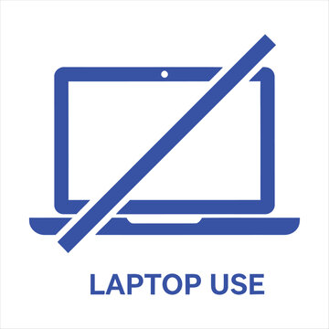 Laptop icon with a diagonal slash represents a forbidden zone or restricted computer usage policy.