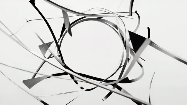 Abstract black and white wireframe animation sequence