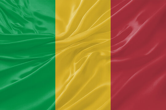 Mali Flag Waving Textures Silk Background