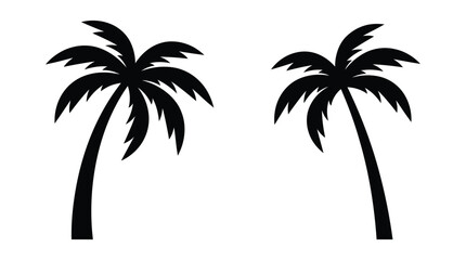 Palm tree silhouettes against a white background tropical vegetation © MDKHALILULUR