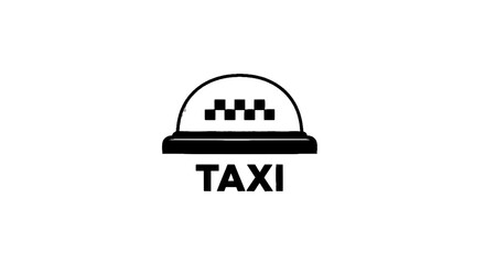 Fototapeta premium Minimal black silhouette icon, simple flat vector, bold black shape, no gradients, no shading taxi sign on a, flat icon style