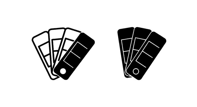 Minimal black silhouette icon, simple flat vector, bold black shape, no gradients, no shading color palette swatches icon set, vector illustration of paint samples on a, flat icon style