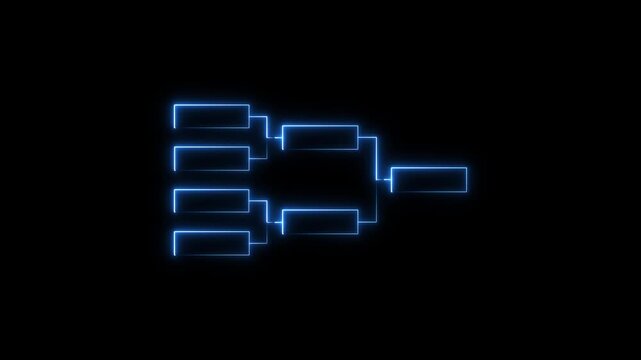 4 team tournament bracket championship template flat style design neon light isolated on black background. Championship bracket schedule for soccer, football, basketball, baseball or tennis.