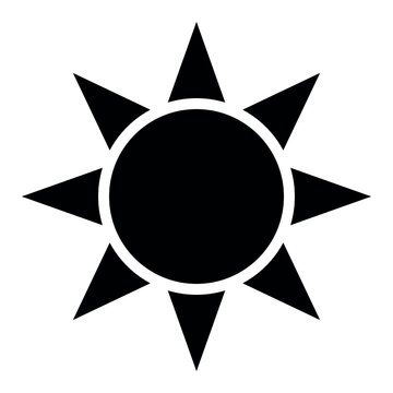 sun silhouette symbol icon black and white illustration