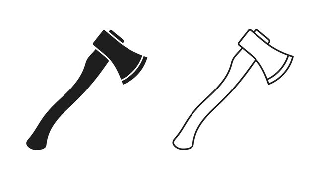 Axe Silhouette And Outline Black And White Vector Illustration