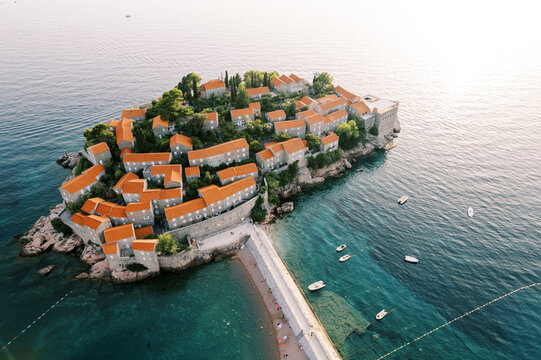 Aerial View of Sveti Stefan Island Hotel Montenegro