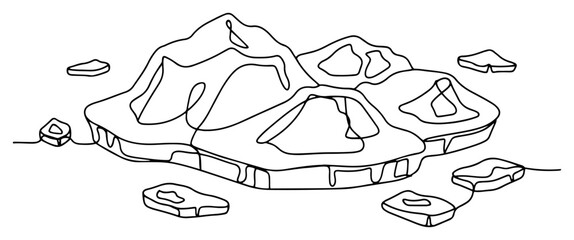 Floating ice floes in arctic ocean in continuous line art style © InsomniaVideo