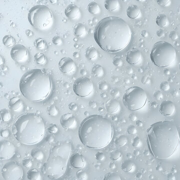 Transparent Water Droplets Overlay on White Background with Realistic Liquid Texture