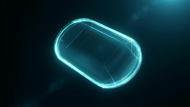 Holographic digital capsule interface for futuristic technology branding and software development presentation design