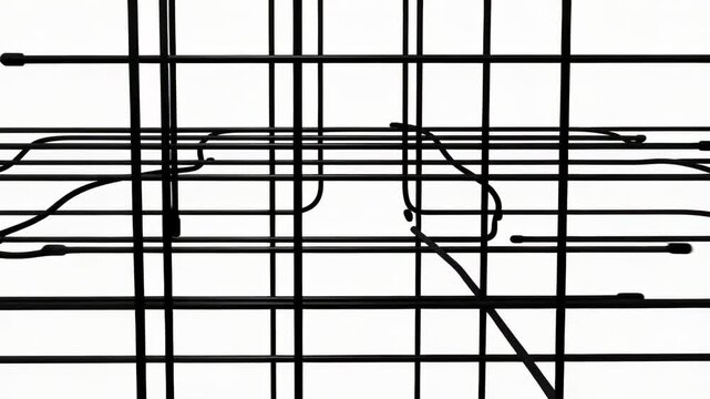 Abstract digital waveform animation with geometric lines and shapes