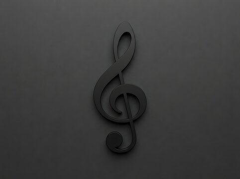 Black music clef icon on a dark gray background a minimalist musical symbol for composition and sound.