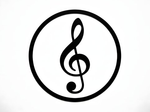 Black music icon featuring a treble clef symbol on a white background simple vector design.