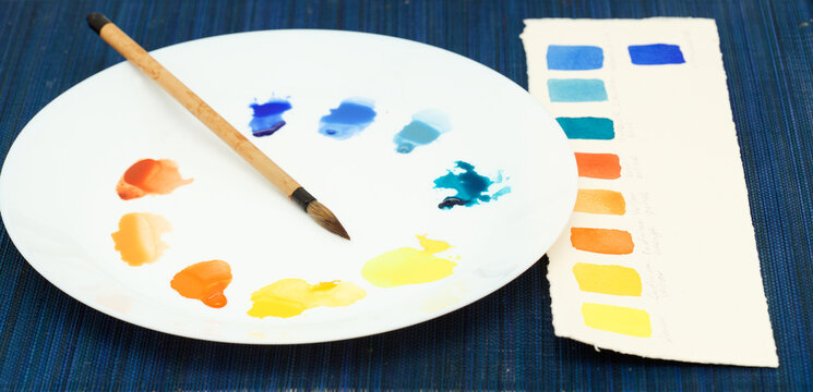 Watercolor Swatch Card with Hand-Painted Palette Color Mixes