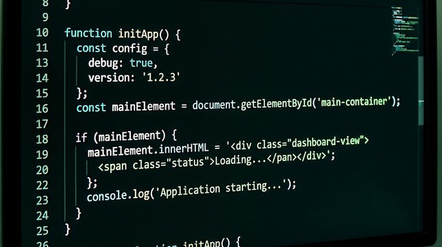Javascript code snippet application initialization with loading status