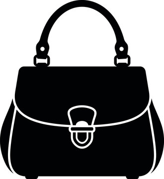 Handbag, purse, black, vector icon, fashion accessory, illustration