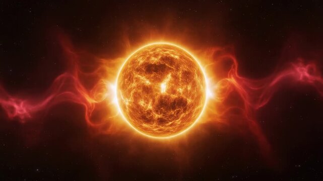 Abstract fiery energy orb with dynamic red background transitions